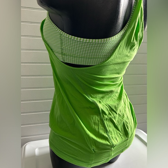 LULULEMON womens size 0/2 No Limits green gingham tank top - Picture 2 of 6